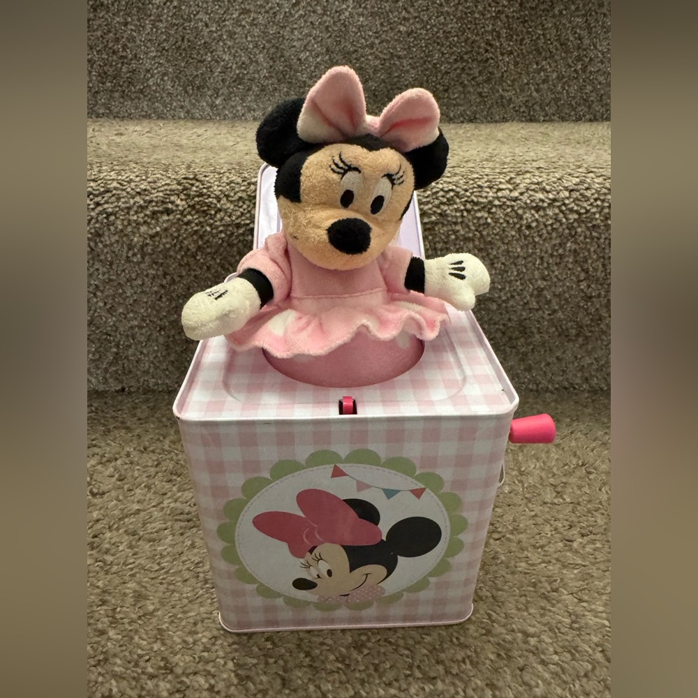 TESTED GOOD 2014 Disney Baby Minnie Mouse Jack-in-The-Box Musical Toy for Babies